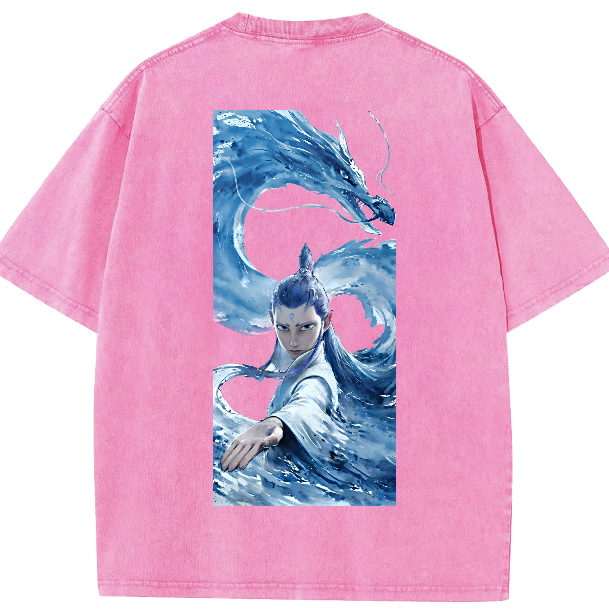 （画像用） Ne Zha 2 ナタ 魔童の大暴れ 綿100% ヴィンテージ風 半袖Tシャツ（背面プリント）